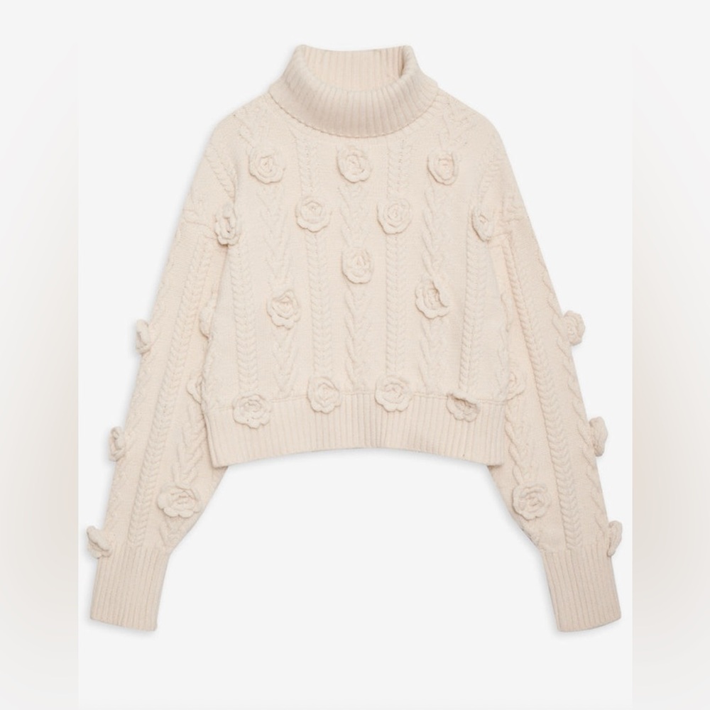For Love & Lemons Floral Crochet Sweater + Skirt Set